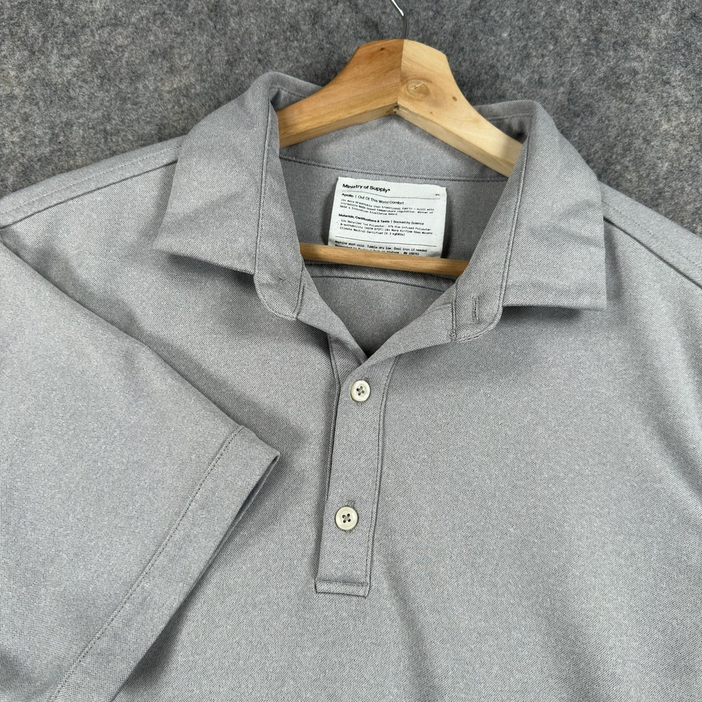 Ministry Of Supply Apollo Polo Shirt Mens XL Gray Short Sleeve Breathable